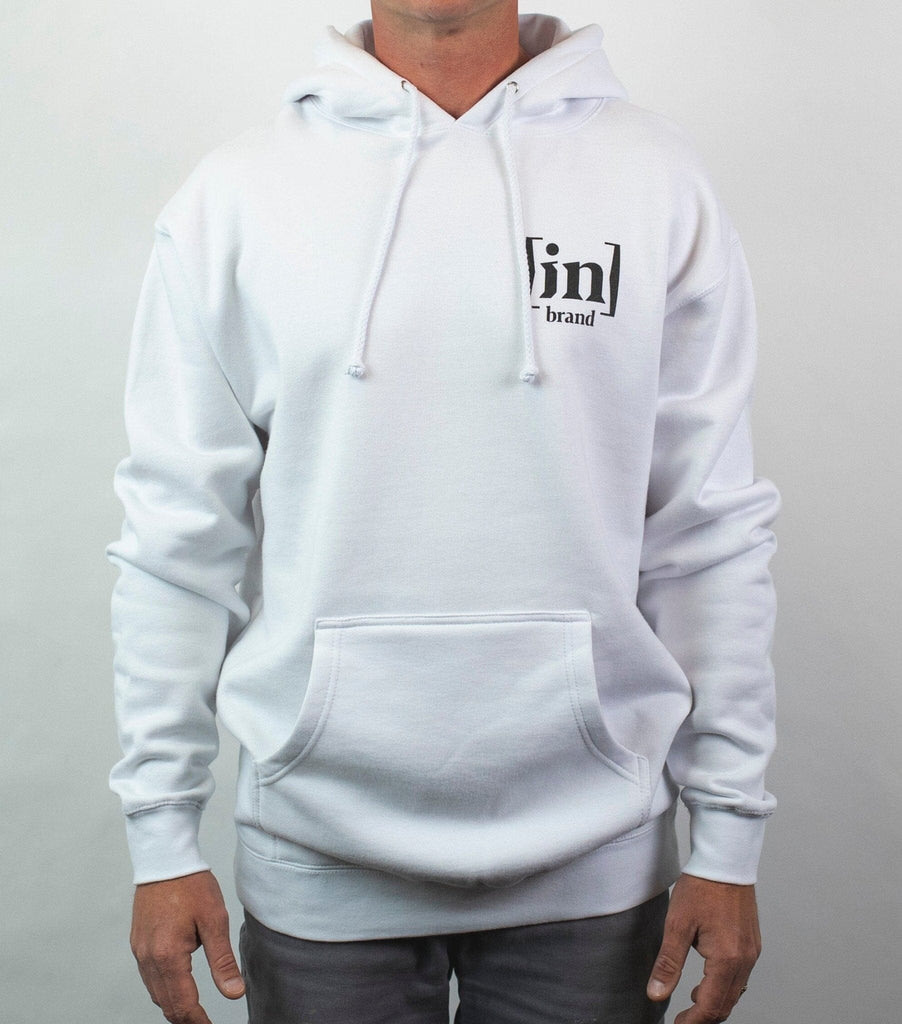 in Brand - Black & White Hoodie - Front - White - Model